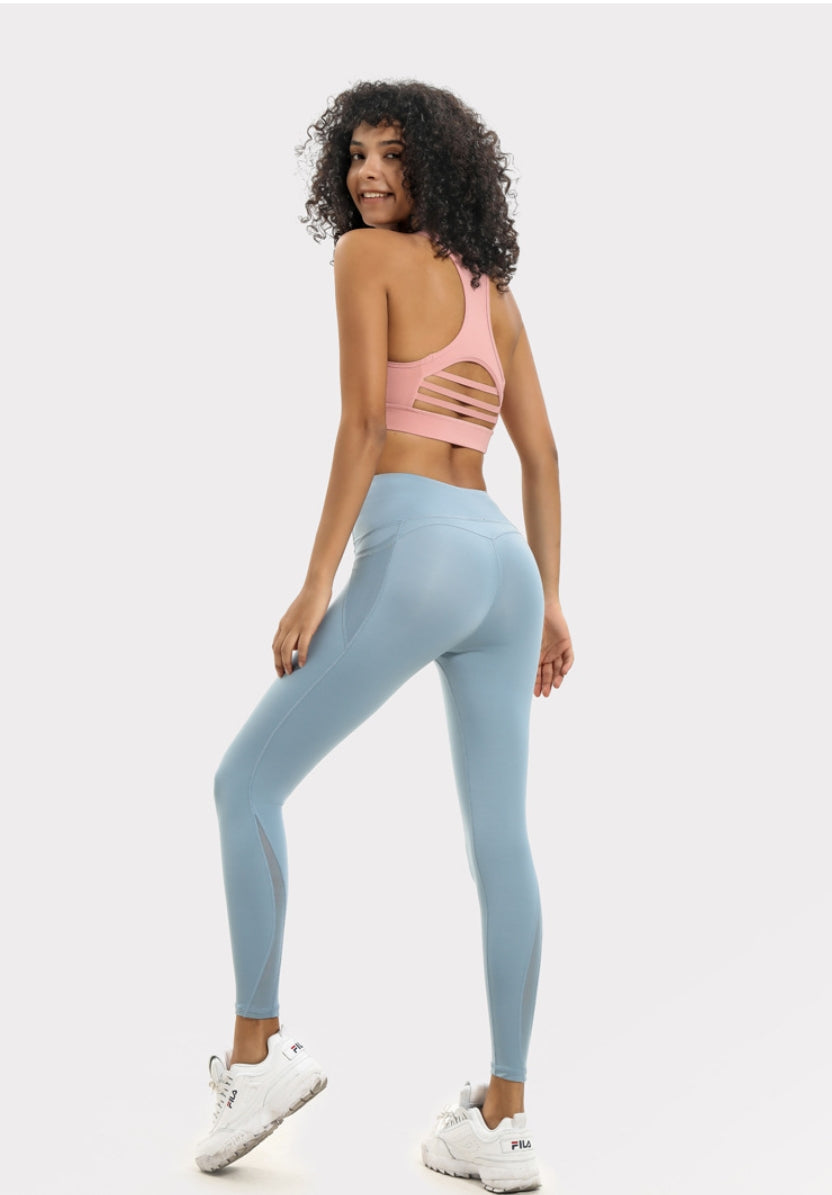 High-Waist Mesh Yoga Leggings – Butt-Lift Workout Pants with Pockets