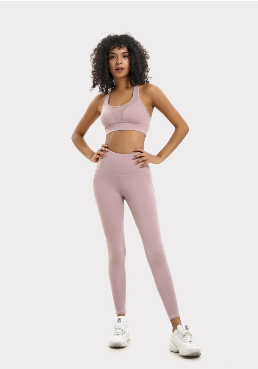 High-Waist Mesh Yoga Leggings – Butt-Lift Workout Pants with Pockets