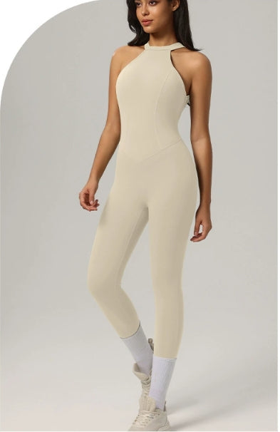 Halter Padded One-Piece Active Jumpsuit