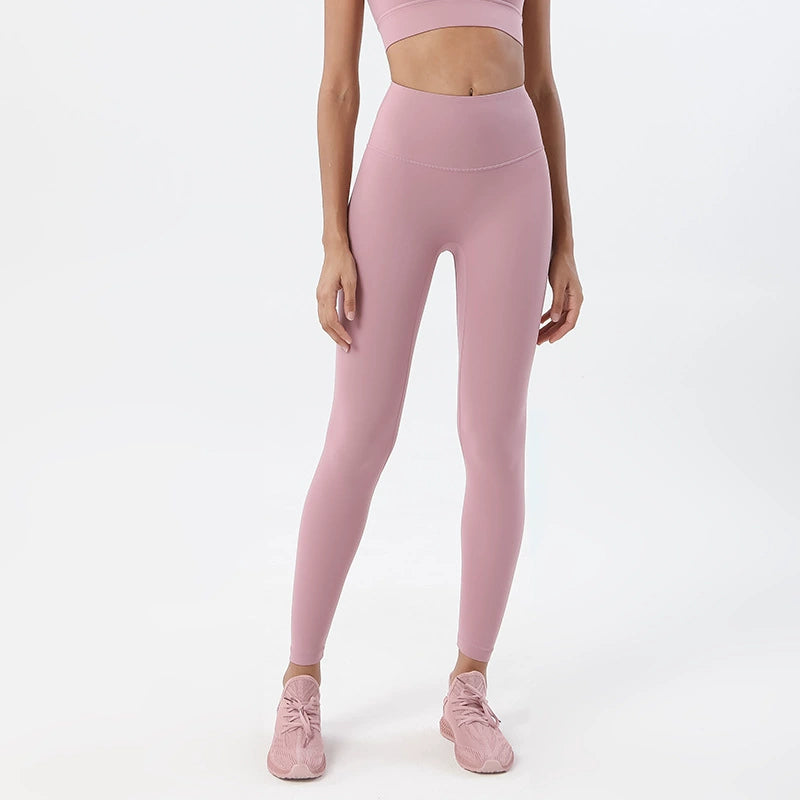 Naked Feel High-Waist Yoga Leggings – Seamless Peach-Lift Tights