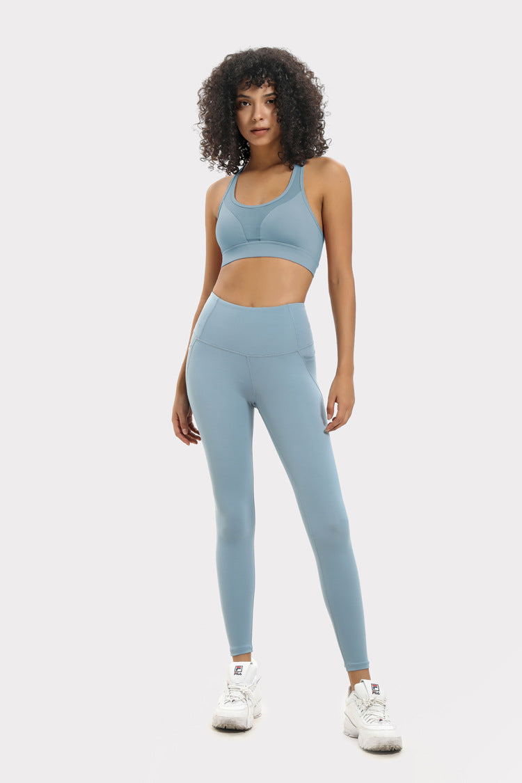 High-Waist Mesh Yoga Leggings – Butt-Lift Workout Pants with Pockets