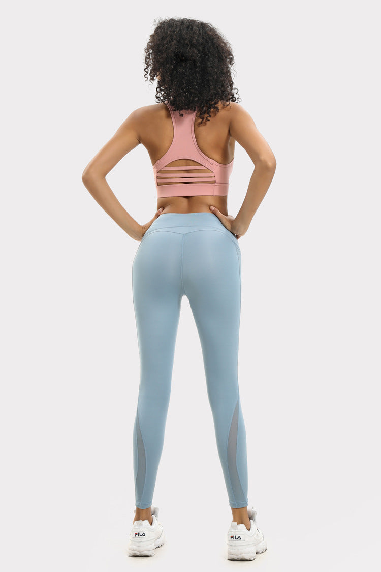 High-Waist Mesh Yoga Leggings – Butt-Lift Workout Pants with Pockets