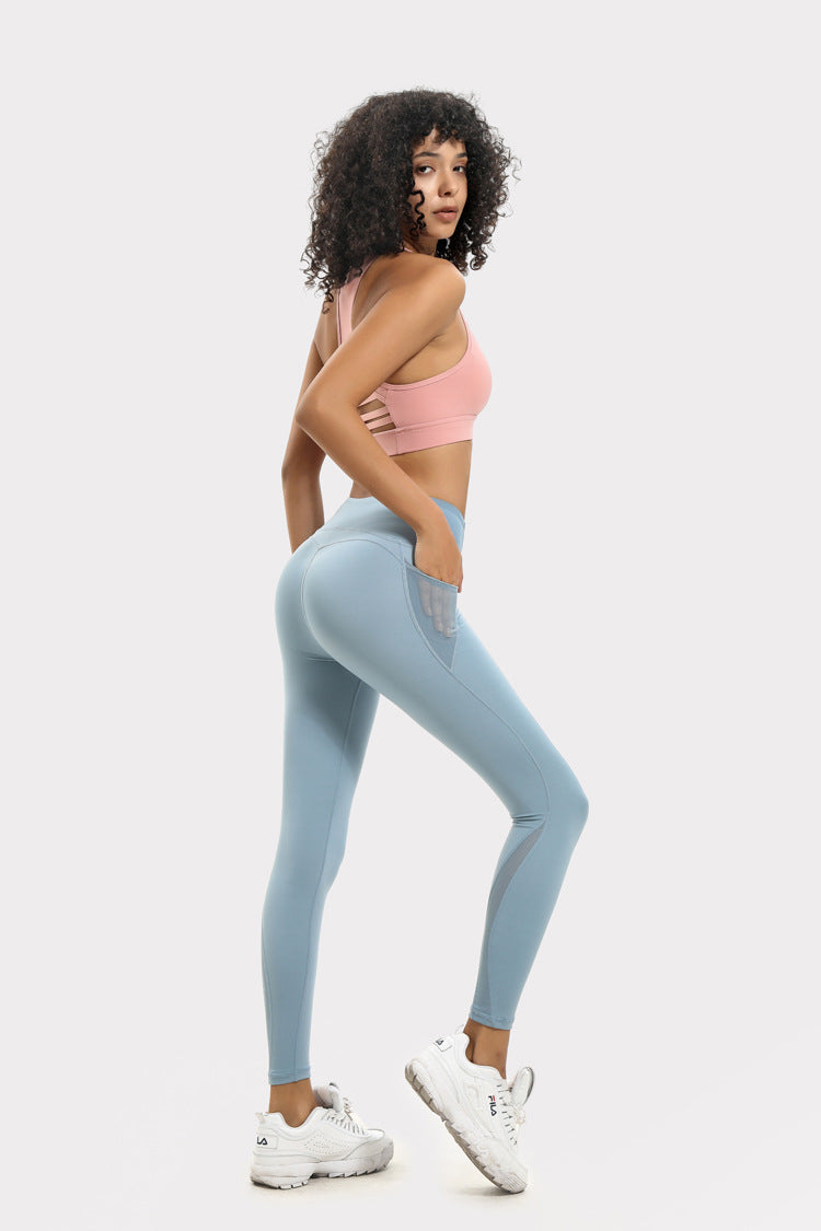 High-Waist Mesh Yoga Leggings – Butt-Lift Workout Pants with Pockets