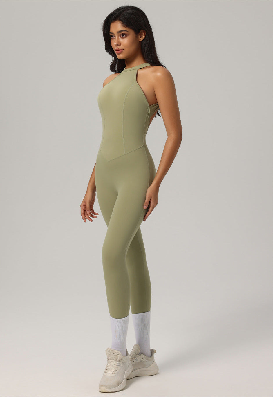 Halter Padded One-Piece Active Jumpsuit