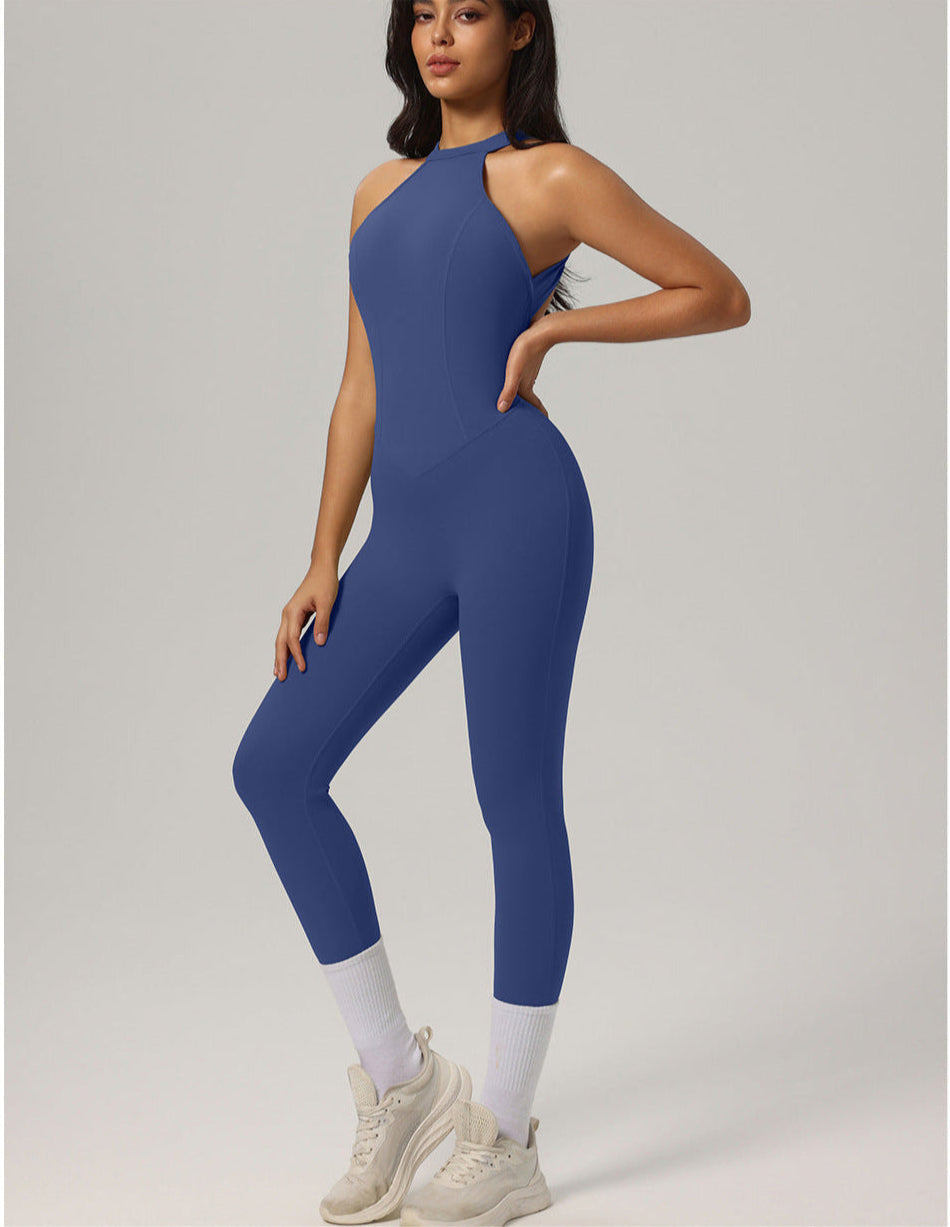 Halter Padded One-Piece Active Jumpsuit