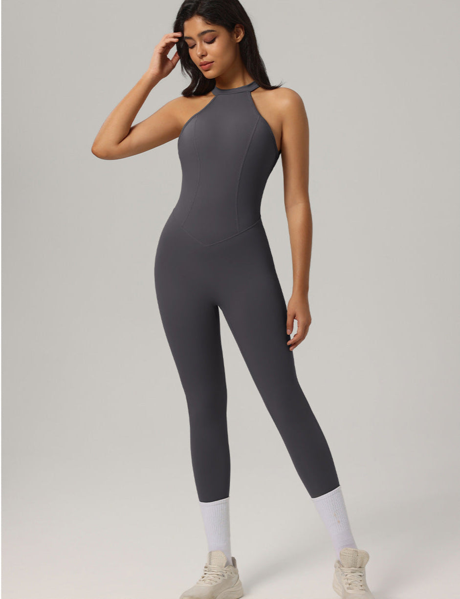 Halter Padded One-Piece Active Jumpsuit