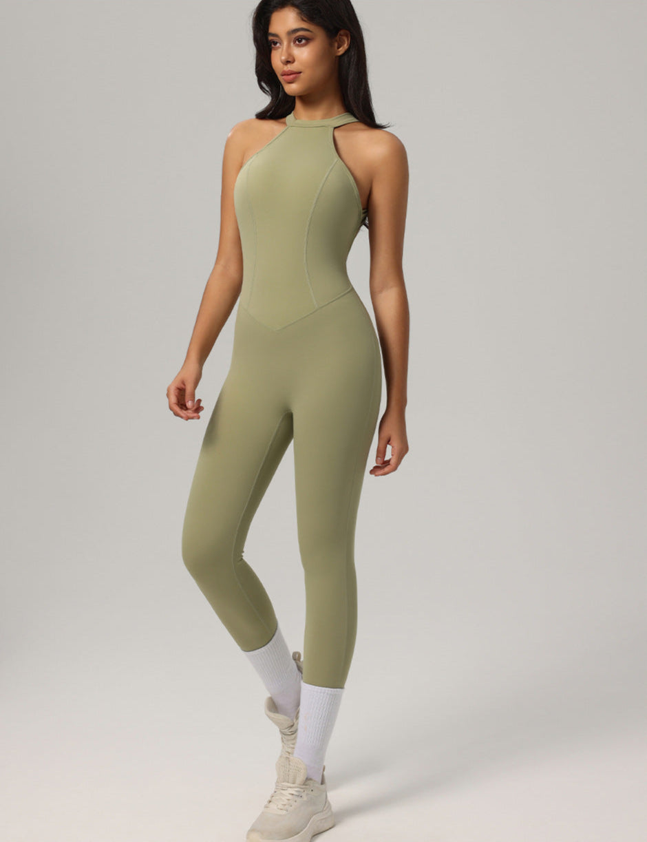 Halter Padded One-Piece Active Jumpsuit
