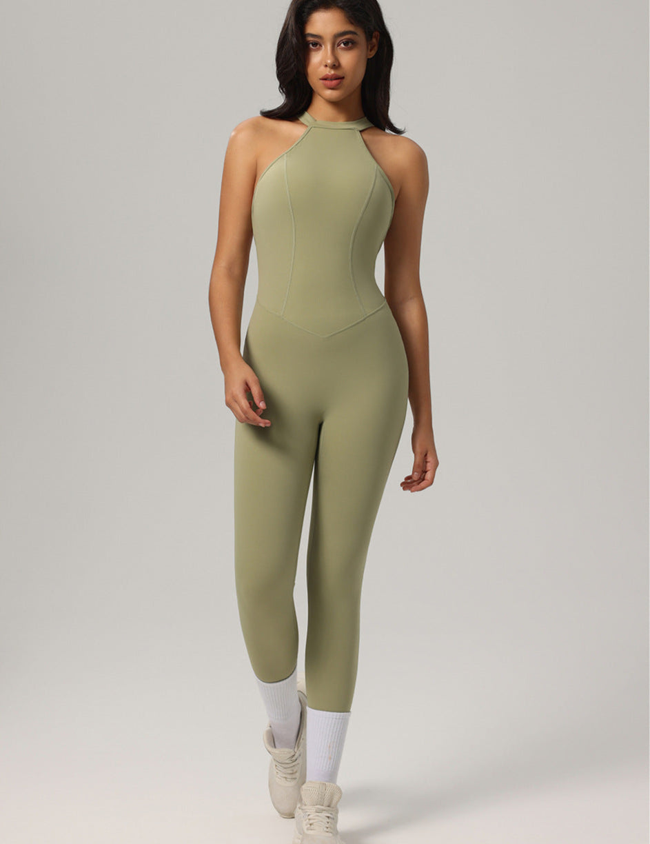 Halter Padded One-Piece Active Jumpsuit