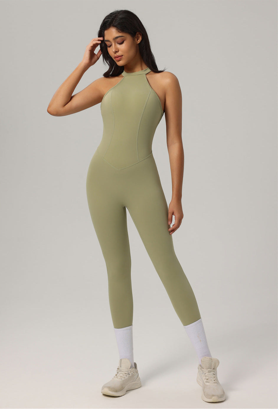 Halter Padded One-Piece Active Jumpsuit