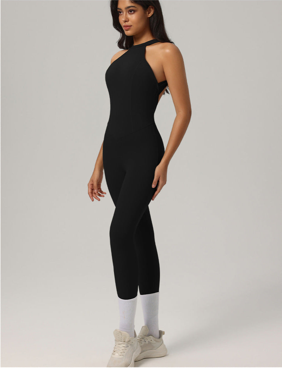 Halter Padded One-Piece Active Jumpsuit