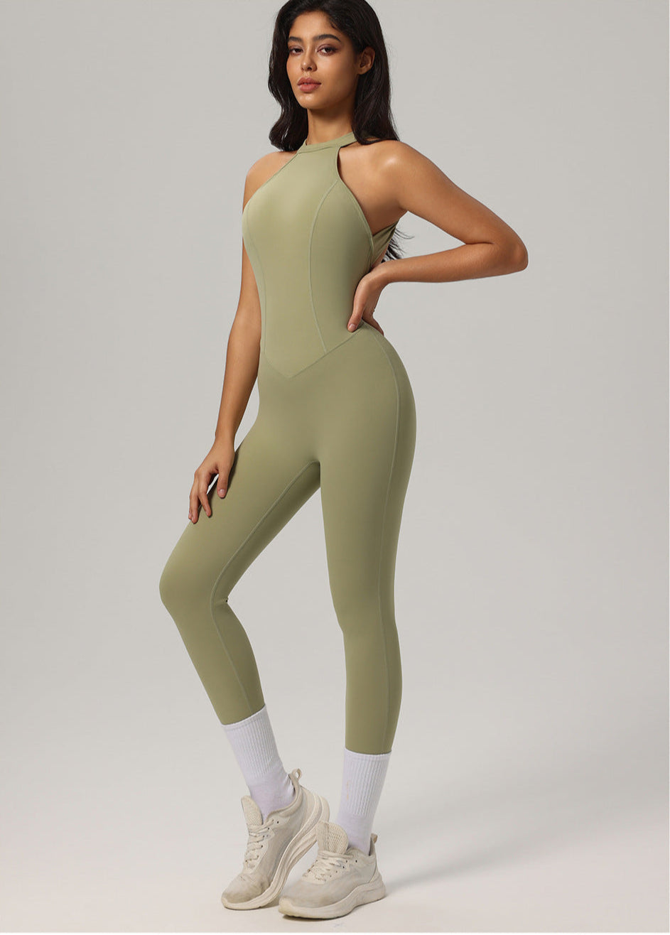 Halter Padded One-Piece Active Jumpsuit